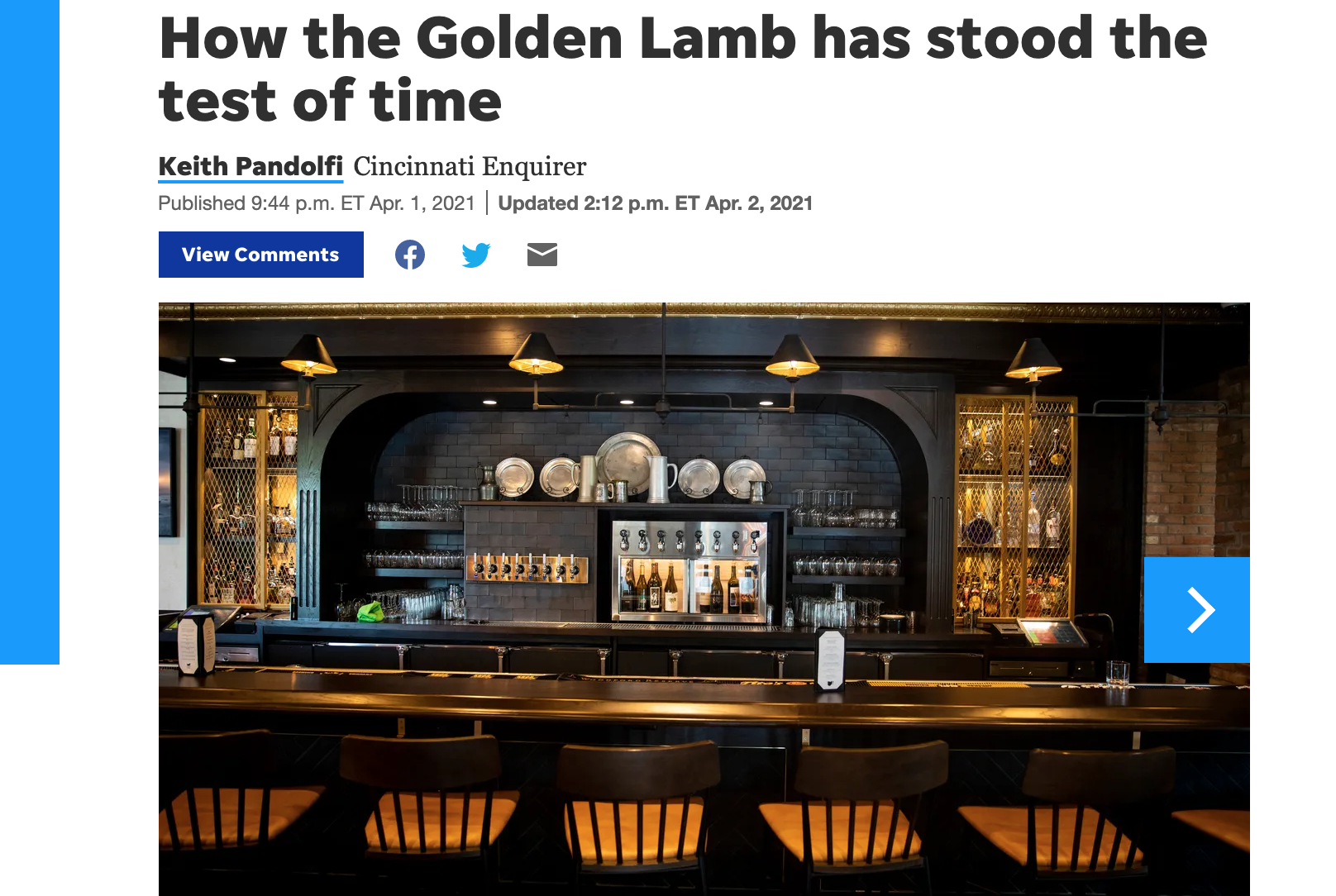 Enquirer reporter Keith Pandolfi visits the Golden Lamb